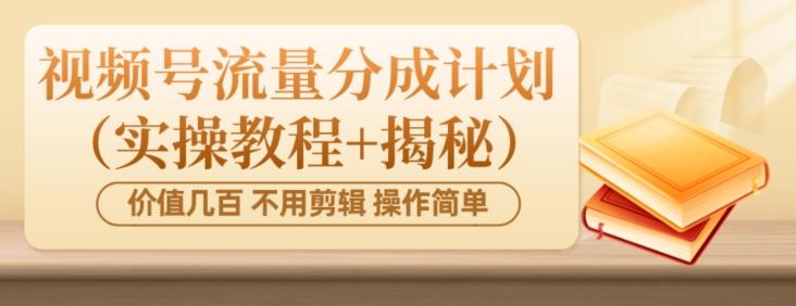价值几百上千不用剪辑简单操作视频号流量分成计划（实操教程+揭秘）-985网创