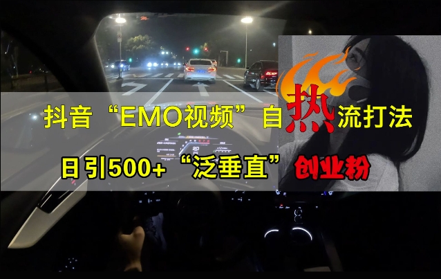 抖音EMO视频自热打法，日引500+“泛垂直”创业粉-985网创