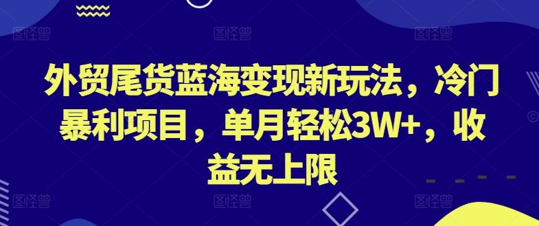 外贸尾货蓝海变现新玩法，冷门暴利项目，单月轻松3W+，收益无上限【揭秘】-985网创