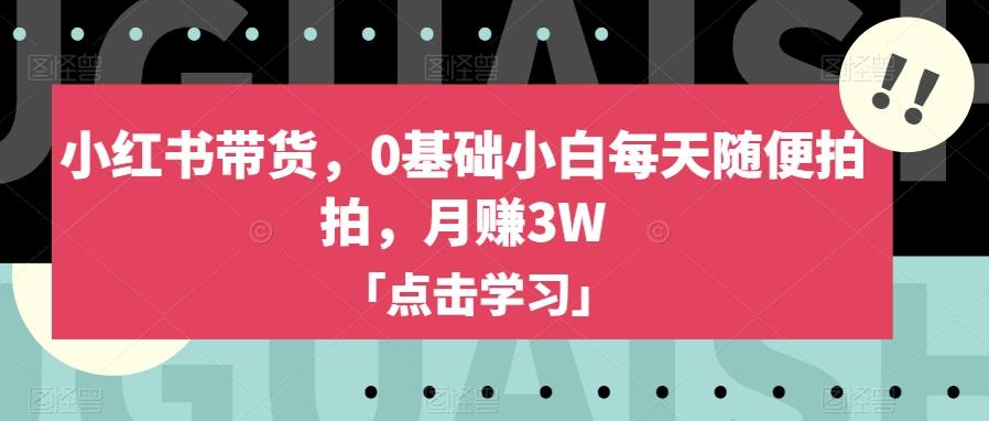 小红书带货，0基础小白每天随便拍拍，月赚3W【揭秘】-985网创