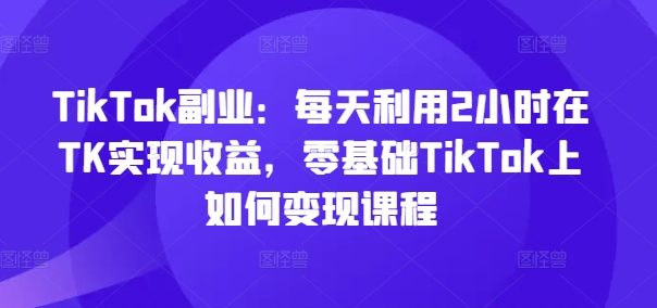 TikTok副业：每天利用2小时在TK实现收益，零基础TikTok上如何变现课程-985网创