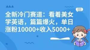 全新冷门赛道：看着美女学英语，篇篇爆火，单日涨粉10000+收入5000+-985网创