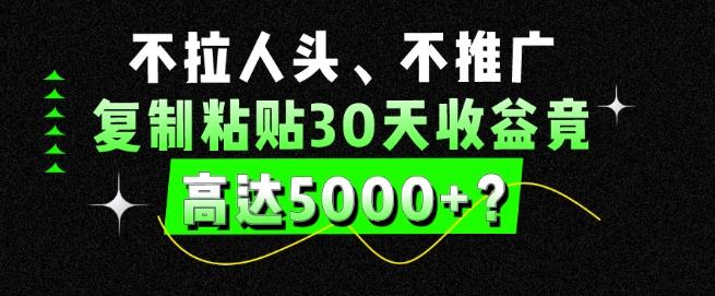 不拉人头、不推广，复制粘贴30天收益竟高达5000+？-985网创