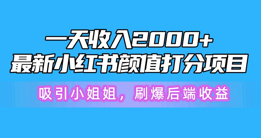 一天收入2000+，最新小红书颜值打分项目，吸引小姐姐，刷爆后端收益-985网创