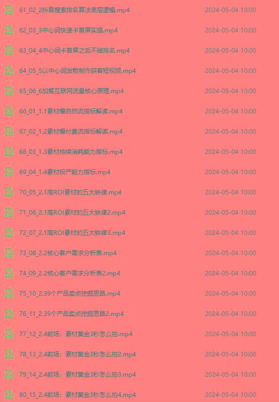 图片[4]-2024单品正价起号，直播素材投流选品：选品课+投流课+素材课+卡首屏/100节-985网创