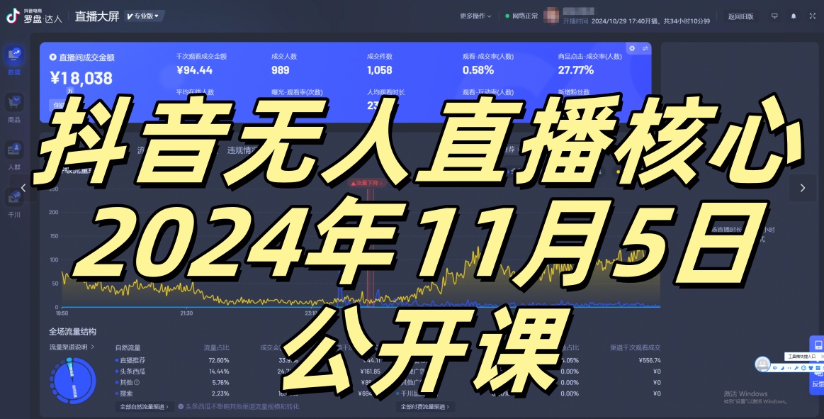 抖音无人直播核心公开课，咸鱼翻身小白可做带有睡后收入月入过万太简单【揭秘】-985网创