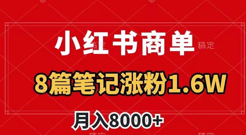 小红书商单最新玩法，8篇笔记涨粉1.6w，作品制作简单，月入8000+【揭秘】-985网创