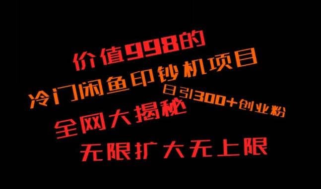 闲鱼流量印钞机项目大揭秘，日引300+创业粉，保姆级实操教程-985网创