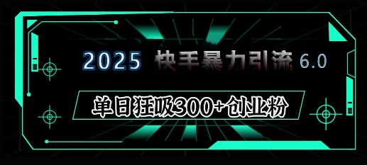 2025年快手6.0保姆级教程震撼来袭，单日狂吸300+精准创业粉-985网创
