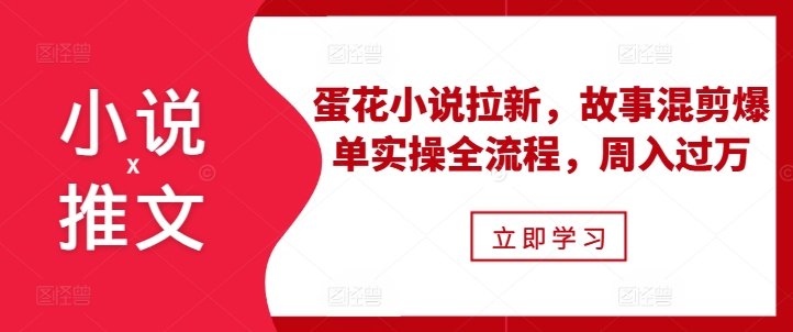 小说推文之蛋花小说拉新，故事混剪爆单实操全流程，周入过万-985网创