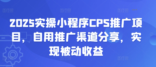 2025实操小程序CPS推广项目，自用推广渠道分享，实现被动收益-985网创