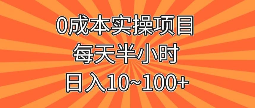 0成本实操项目，每天半小时，日入10~100+-985网创