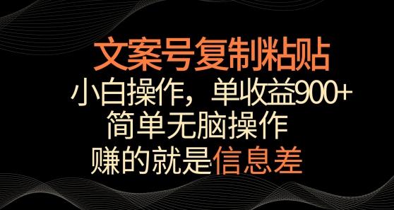 文案号掘金，简单复制粘贴，小白操作，单作品收益900+【揭秘】-985网创