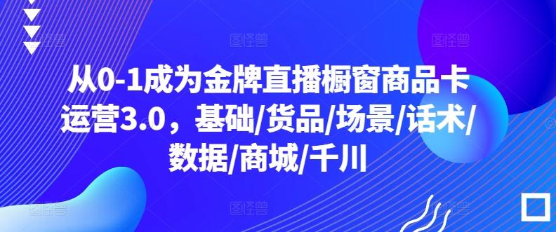 从0-1成为金牌直播橱窗商品卡运营3.0，基础/货品/场景/话术/数据/商城/千川-985网创