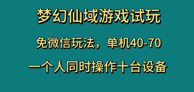 梦幻仙域游戏试玩，免微信玩法，单机40-70，一个人同时操作十台设备【揭秘】-985网创