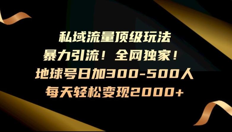 暴力引流，全网独家，地球号日加300-500人，私域流量顶级玩法，每天轻松变现2000+-985网创