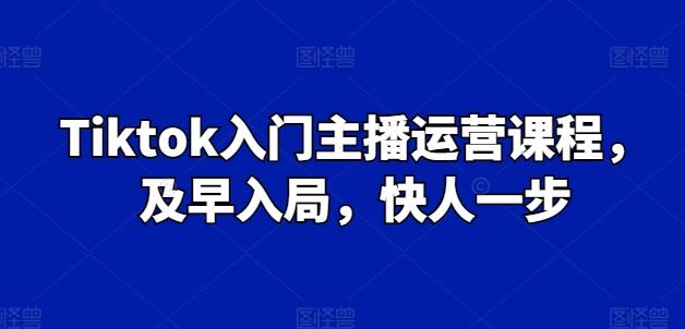 Tiktok入门主播运营课程，及早入局，快人一步-985网创