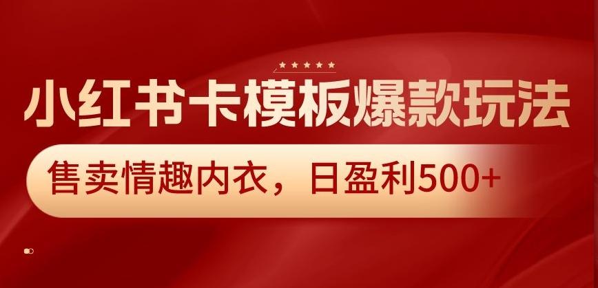 小红书卡模板爆款玩法，售卖情趣内衣，日盈利500+【揭秘】-985网创