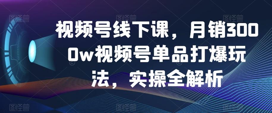 视频号线下课，月销3000w视频号单品打爆玩法，实操全解析-985网创
