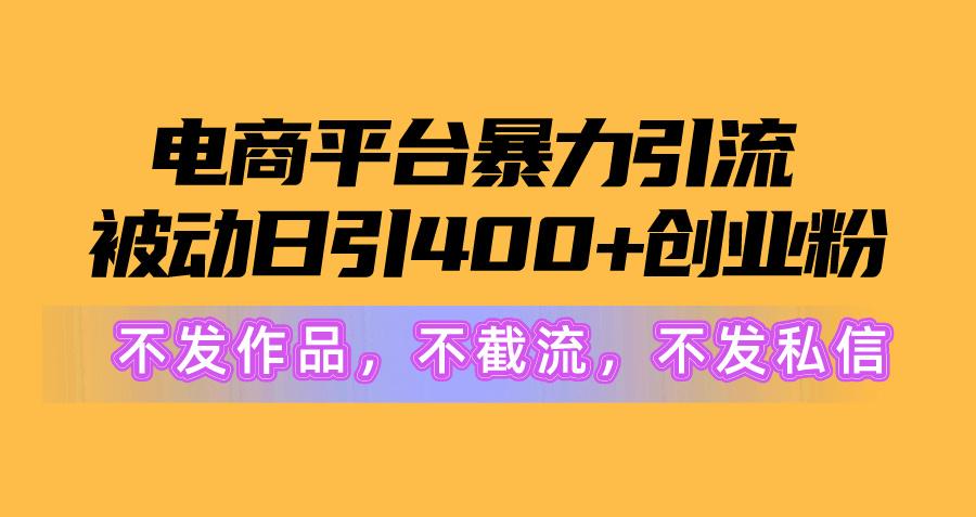 电商平台暴力引流,被动日引400+创业粉不发作品，不截流，不发私信-985网创