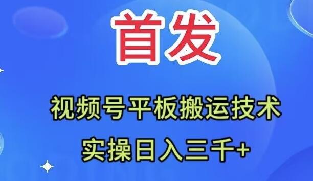 全网首发：视频号平板搬运技术，实操日入三千＋-985网创