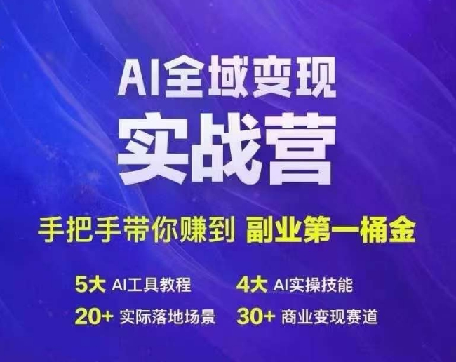 Ai全域变现实战营，手把手带你赚到副业第1桶金-985网创