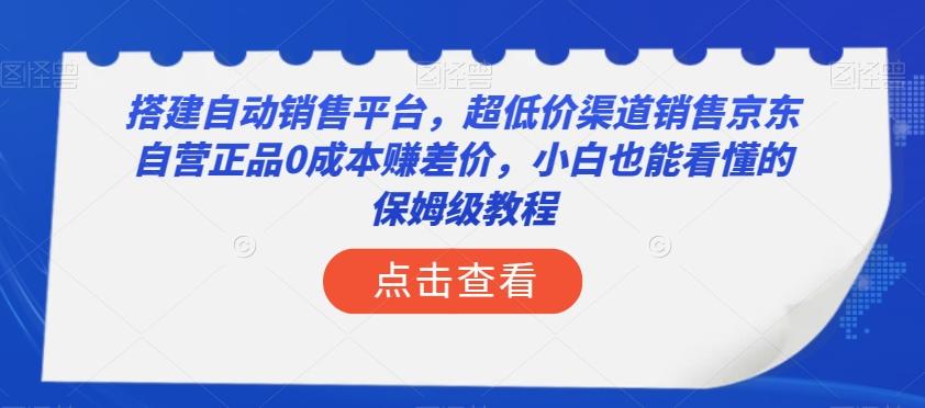 搭建自动销售平台，超低价渠道销售京东自营正品0成本赚差价，小白也能看懂的保姆级教程【揭秘】-985网创