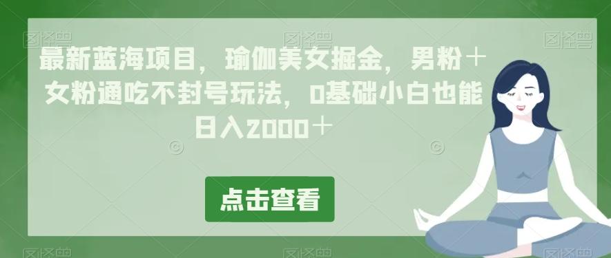 最新蓝海项目，瑜伽美女掘金，男粉＋女粉通吃不封号玩法，0基础小白也能日入2000＋-985网创