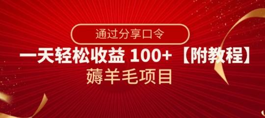 薅羊毛项目，靠分享口令，一天轻松收益100+【附教程】【揭秘】-985网创