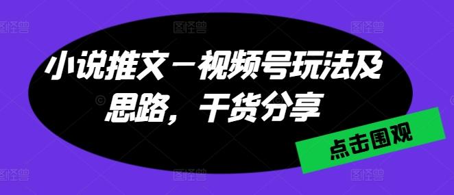 小说推文—视频号玩法及思路，干货分享-985网创