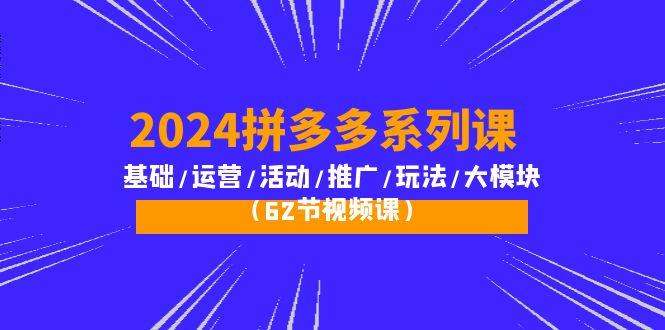 (10019期)2024拼多多系列课：基础/运营/活动/推广/玩法/大模块(62节视频课)-985网创
