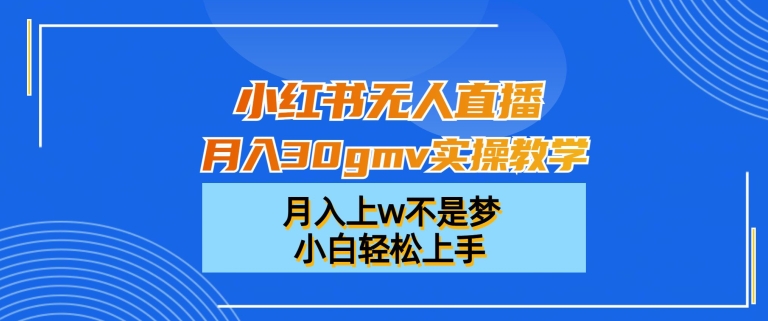 小红书无人直播月入30gmv实操教学，月入上w不是梦，小白轻松上手【揭秘】-985网创