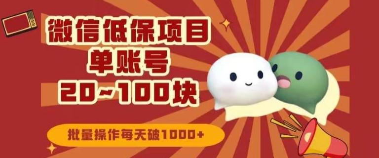 微信领低保单账号20元-100元，批量操作每天破1000+-985网创