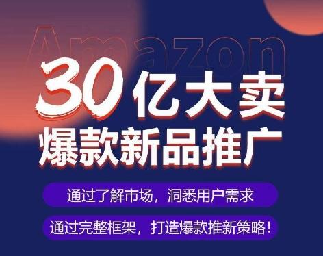 亚马逊·30亿大卖爆款新品推广，可复制、全程案例实操的爆款推新SOP-985网创