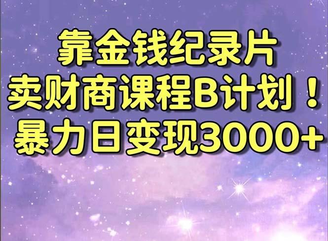 靠金钱纪录片卖财商课程B计划！暴力日变现3000+，喂饭式干货教程！-985网创