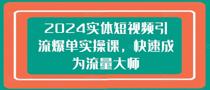 2024实体短视频引流爆单实操课，快速成为流量大师-985网创