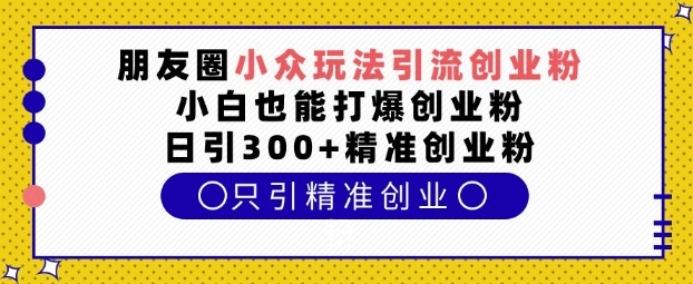 朋友圈小众玩法引流创业粉，小白也能打爆创业粉，日引300+精准创业粉【揭秘】-985网创