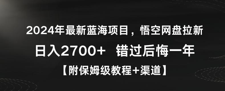 2024年最新蓝海项目，悟空网盘拉新，日入2700+错过后悔一年【附保姆级教程+渠道】【揭秘】-985网创