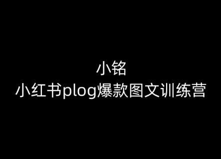 小铭-小红书plog爆款图文训练营，教你从0-1做小红书-985网创