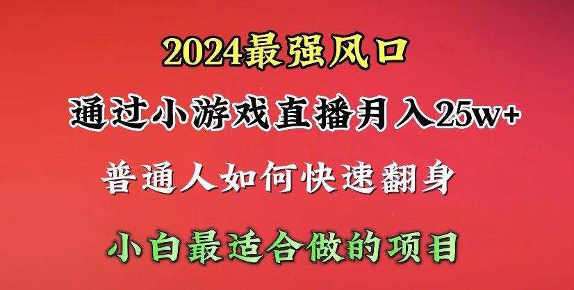 (10020期)2024年最强风口，通过小游戏直播月入25w+单日收益5000+小白最适合做的项目-985网创