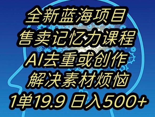 蓝海项目记忆力提升，AI去重，一单19.9日入500+【揭秘】-985网创