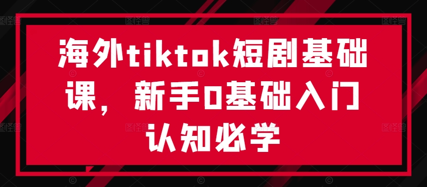 海外tiktok短剧基础课，新手0基础入门认知必学-985网创