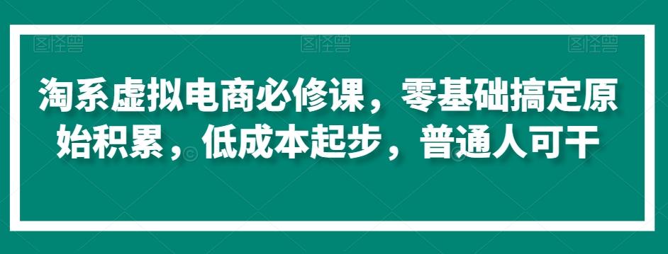 淘系虚拟电商必修课，零基础搞定原始积累，低成本起步，普通人可干-985网创