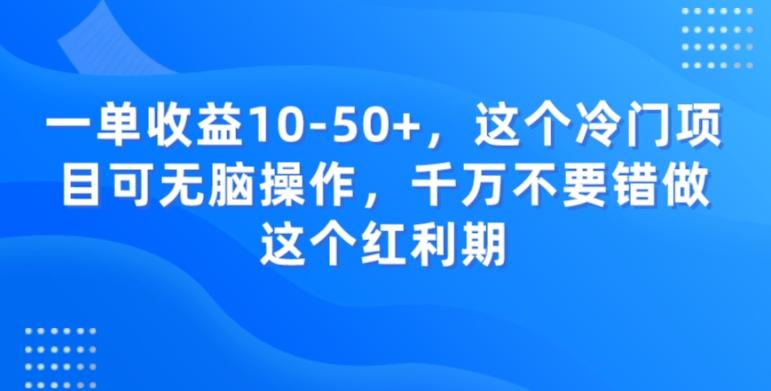 一单收益10-50+，这个冷门项目可无脑操作，千万不要错做这个红利期-985网创