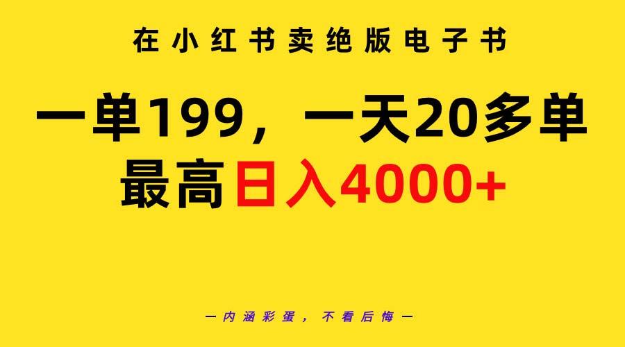 (9401期)在小红书卖绝版电子书，一单199 一天最多搞20多单，最高日入4000+教程+资料-985网创