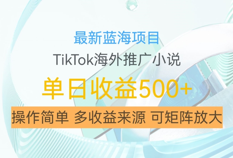 最新蓝海项目，利用tiktok海外推广小说赚钱佣金，简单易学，日入500+，可矩阵放大【揭秘】-985网创