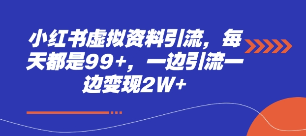 小红书虚拟资料引流，每天都是99+，一边引流一边变现2W+-985网创