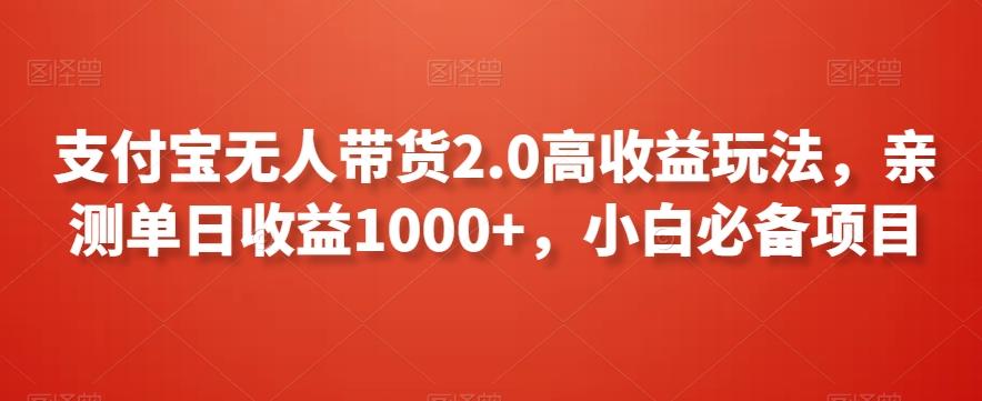 支付宝无人带货2.0高收益玩法，亲测单日收益1000+，小白必备项目【揭秘】-985网创