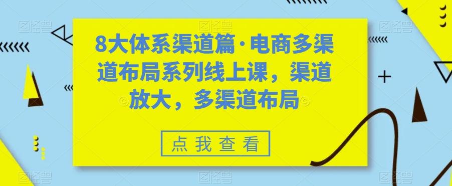 8大体系渠道篇·电商多渠道布局系列线上课，渠道放大，多渠道布局-985网创
