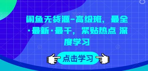 闲鱼无货源-高级班，最全·最新·最干，紧贴热点 深度学习-985网创